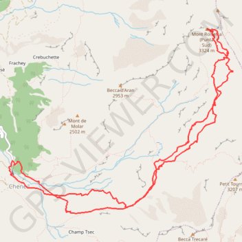 Trace GPS Monte Roisetta, itinéraire, parcours