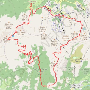 Trace GPS Le Mont de la Guerre, le col du Jovet, itinéraire, parcours