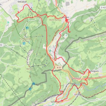 Trace GPS La Jougnena, Métabief, Jougne, Ballaigues, Vallorbe, itinéraire, parcours