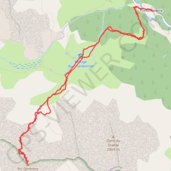 Trace GPS Pic Ombière (Crête du Raisin), itinéraire, parcours