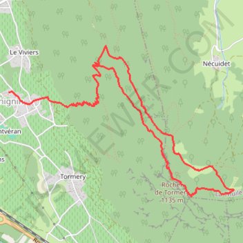 Trace GPS Le Roc de Tormery depuis Chignin, itinéraire, parcours