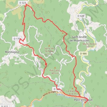 Trace GPS Pont d'Hérault - col de Peyrefiche, itinéraire, parcours