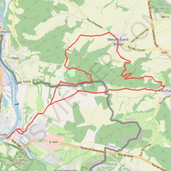 Trace GPS De Givet à Mesnil-Saint-Blaise, itinéraire, parcours