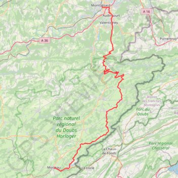 Trace GPS La GTJ de Morteau à Montbéliard, itinéraire, parcours