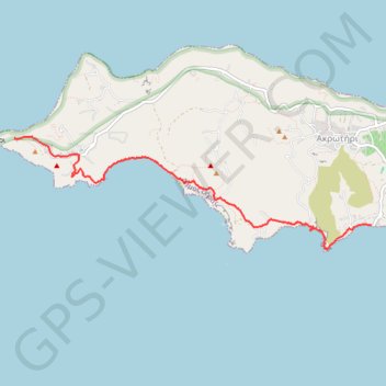 Trace GPS Red beach au phare d'Akrotiri, itinéraire, parcours