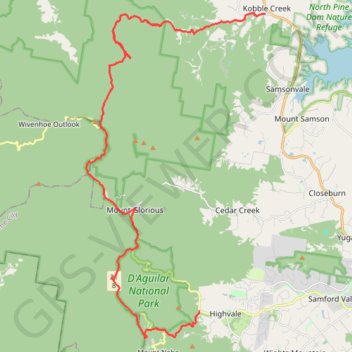 Trace GPS Mount Glorious - North Kobble Creek campsite, itinéraire, parcours