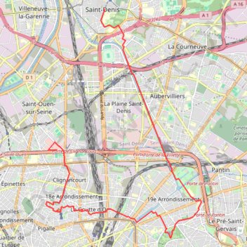 Trace GPS Circuit de Saint Denis à Saint Ouen, itinéraire, parcours