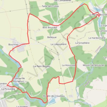 Trace GPS Circuit des étangs, entre Rouziers et Beaumont, itinéraire, parcours