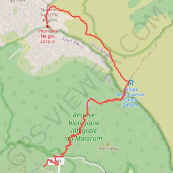 Trace GPS Le Piton des Neiges par Cilaos, itinéraire, parcours