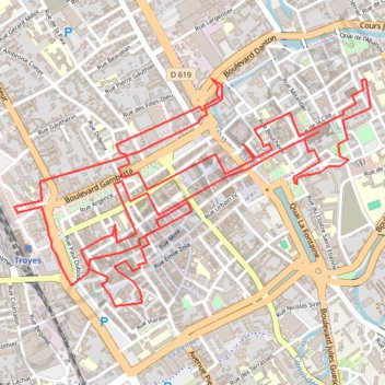 Trace GPS Balade à Troyes, itinéraire, parcours