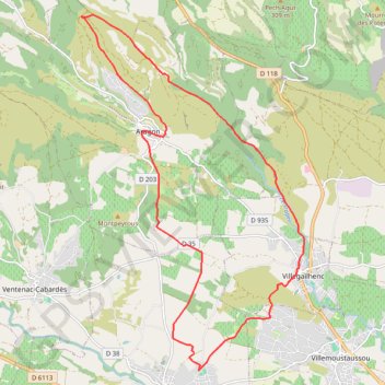 Trace GPS Pennautier - Aragon, itinéraire, parcours