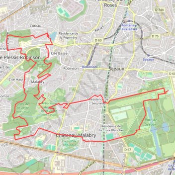 Trace GPS Les 4 parcs du coté de Sceaux, itinéraire, parcours