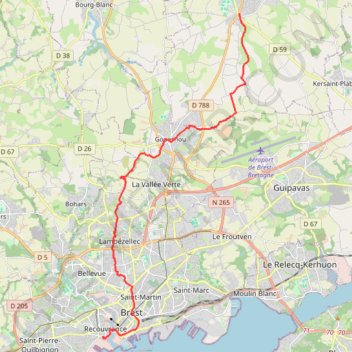 Trace GPS De Brest à Plabennec, itinéraire, parcours