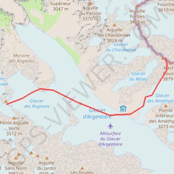 Trace GPS Aiguille d'Argentière, itinéraire, parcours