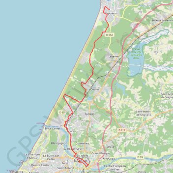 Trace GPS Capbreton - Bayonne, itinéraire, parcours