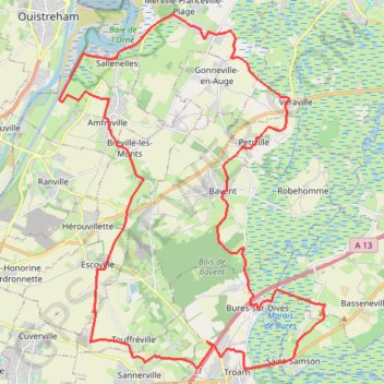 Trace GPS Bavent Sallenelles Amfreville, itinéraire, parcours