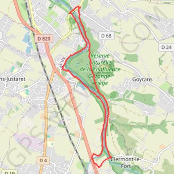 Trace GPS Balade le long de l'Ariège et de la Louge - Lacroix-Falgarde, itinéraire, parcours