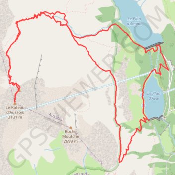 Trace GPS Râteau d'Aussois par le plateau du Mauvais Berger, itinéraire, parcours