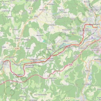 Trace GPS Montbéliard / L'Isle-sur-le-Doubs, itinéraire, parcours
