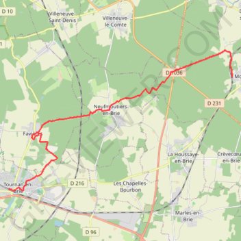 Trace GPS De Mortcerf à Tournan-en-Brie, itinéraire, parcours