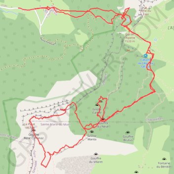 Trace GPS Le Pinet et la recherche de la grotte glaciere, itinéraire, parcours