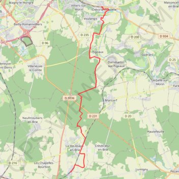 Trace GPS Crécy La Chapelle Marles, itinéraire, parcours