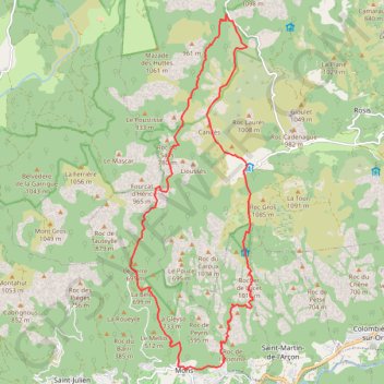 Trace GPS Caroux, ruisseau d'Héric, itinéraire, parcours