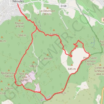 Trace GPS Barres de Cuers par Néoules, itinéraire, parcours