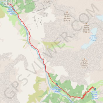 Trace GPS Tour de la Bérarde : Bérarde - Refuge Temple des Écrins, itinéraire, parcours