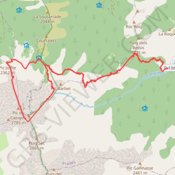 Trace GPS Canigou par los masos, itinéraire, parcours