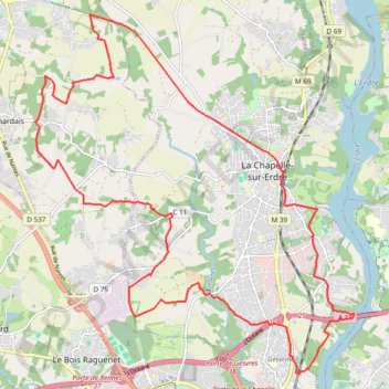 Trace GPS Rando La Chapelle sue Erdre Treillères, itinéraire, parcours