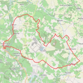 Trace GPS St Sulpice vers Réparsac Breville 47 kms, itinéraire, parcours