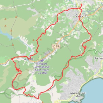 Trace GPS De Cogolin Crêtes de Cavalaire retour par la Môle, itinéraire, parcours