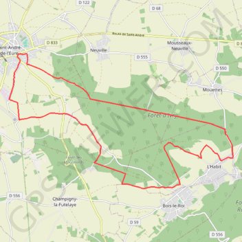 Trace GPS Circuit des Trois Forêts - Saint-André-de-l'Eure, itinéraire, parcours