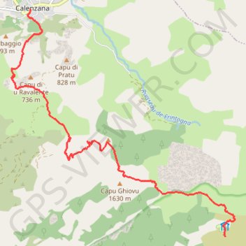 Trace GPS GR® 20 Etape 1 : Calenzana - Orto di u Piubbu, itinéraire, parcours