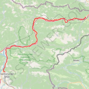 Trace GPS Gemona del Friuli Tarvisio, itinéraire, parcours