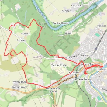 Trace GPS Châteaulin bois du Chap, itinéraire, parcours