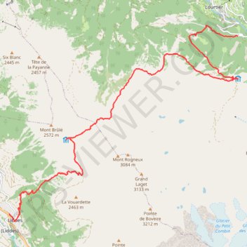 Trace GPS Lourtier-Liddes, itinéraire, parcours