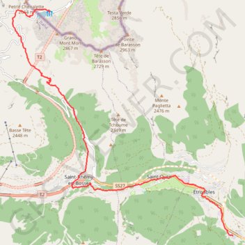 Trace GPS Col du Grand-Saint-Bernard Echevennoz, itinéraire, parcours