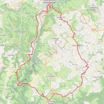 Trace GPS Savoureuse balade au pays des bastides du Rouergue - Villefranche-de-Rouergue, itinéraire, parcours