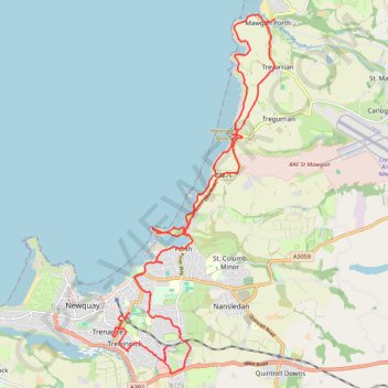 Trace GPS Newquay to Mawgan Porth, itinéraire, parcours