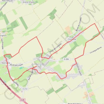 Trace GPS Circuit des hameaux - Zudausques, itinéraire, parcours