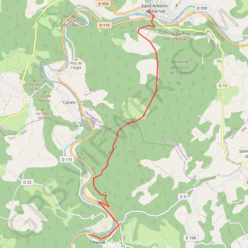 Trace GPS Penne - Saint antonin, itinéraire, parcours