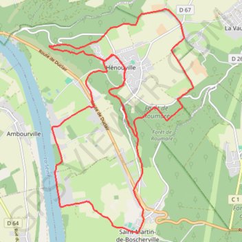 Trace GPS Deux boucles Autour de Hénouville, itinéraire, parcours