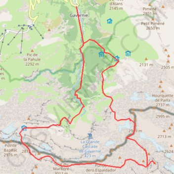 Trace GPS Pic du Marboré et Cylindre du Marboré depuis Gavarnie, itinéraire, parcours