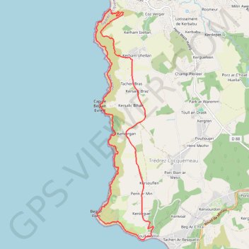 Trace GPS Boucles des falaises de Trédrez par Toul ar Vilin, itinéraire, parcours
