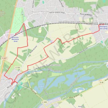 Trace GPS De Montigny-sur-Loing à Bourron-Marlotte, itinéraire, parcours