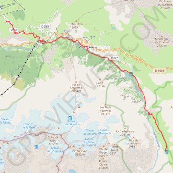 Trace GPS Du Chazelet au refuge de l'Alpe de Villar-d'Arêne, itinéraire, parcours