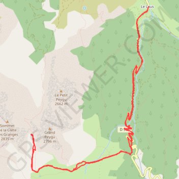 Trace GPS Le Laus - Col des Peygus, itinéraire, parcours