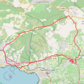 Trace GPS La Cadière d'azur, Ceyreste, Grand Caunet, itinéraire, parcours